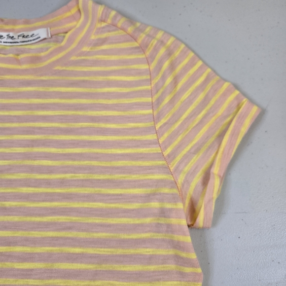 NWoT We The Free Striped Tee Pink Small - Picture 4 of 8